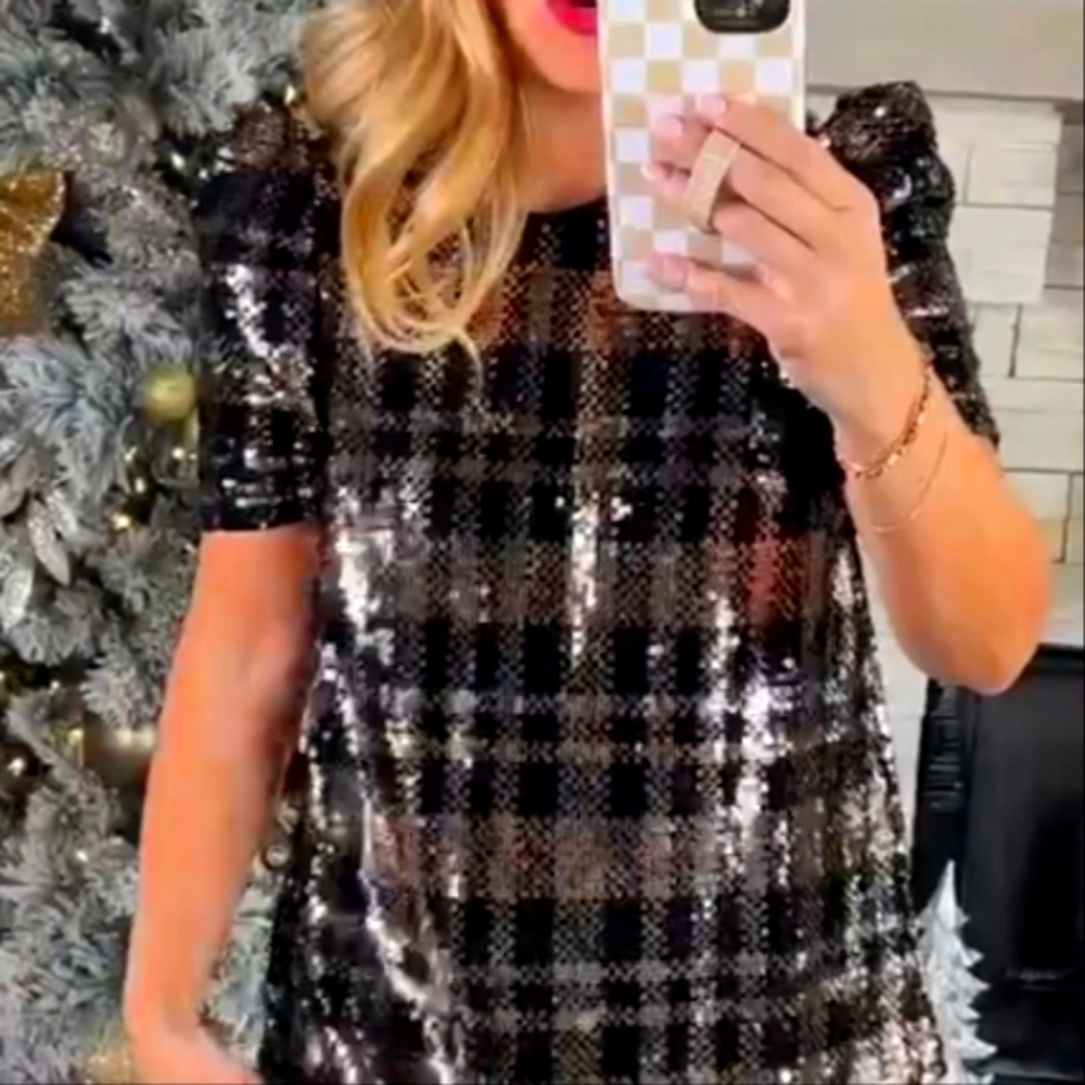 THML - (Anthropologie) Plaid Sequin Top - NWOT - Picture 3 of 7